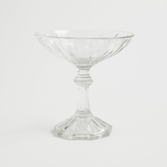 Vintage Clear Pressed Glass Compote Dish | Elegant Hexagon Base Dessert or Candy - Picture 1 of 2